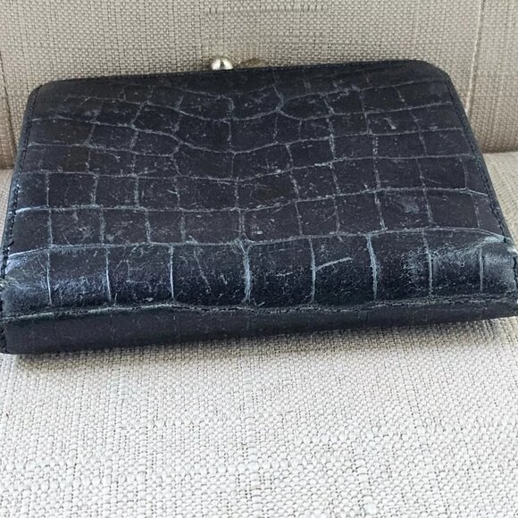 Salvatore Ferragamo Card Holder Black Trifold Wallet Embossed Leather Made Italy - Picture 6 of 12